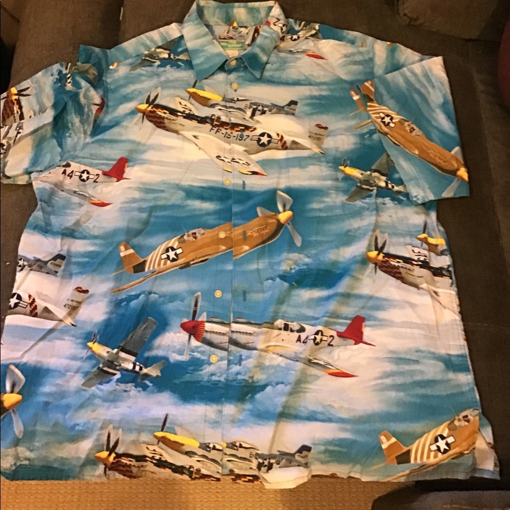 Reyn Spooner Airplane Hawaiian Traditions Button up Shirt XXL
